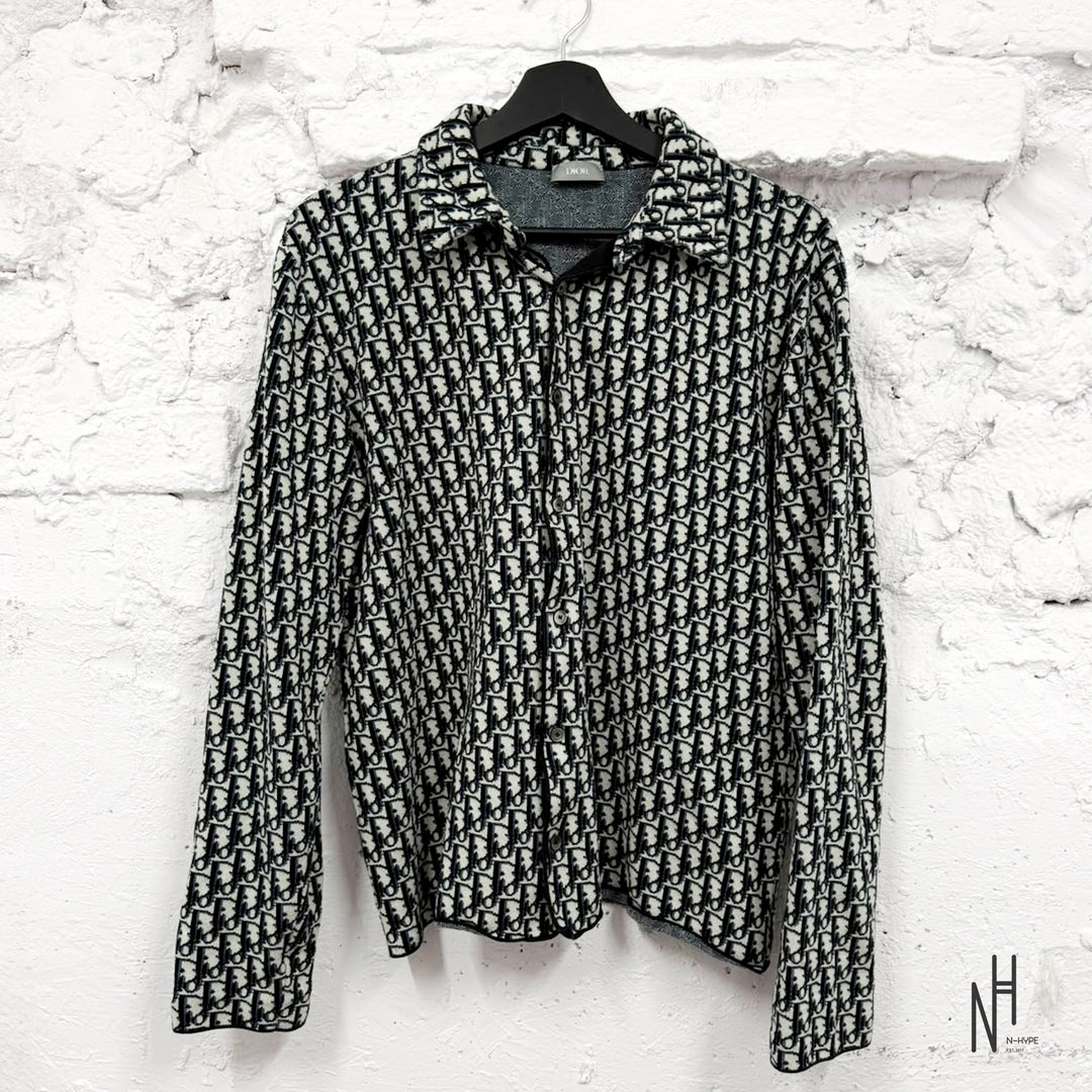 Dior Oblique Jacquard Cotton Shirt Black White