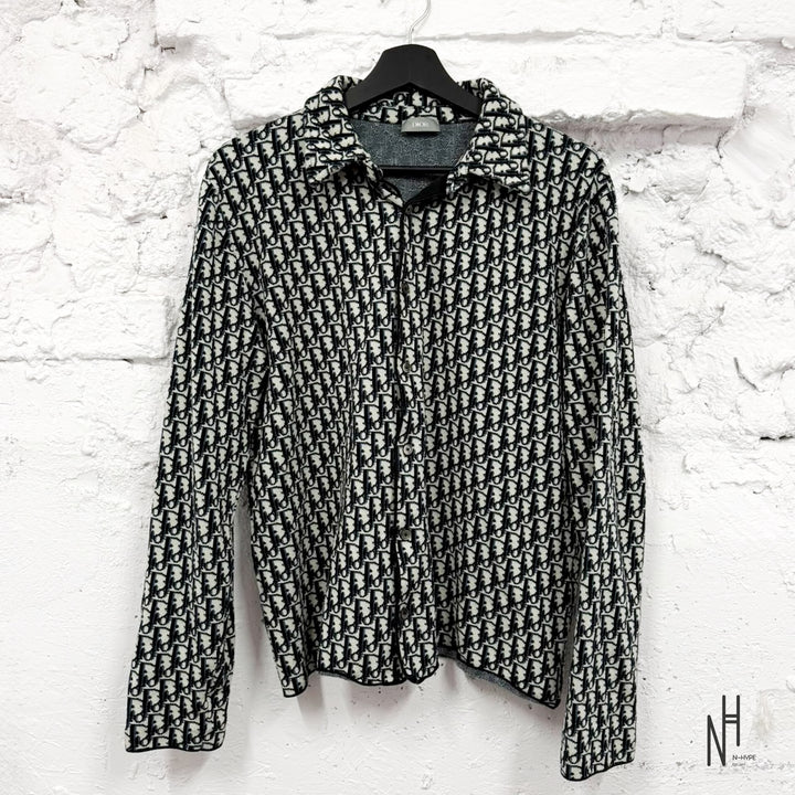 Dior Oblique Jacquard Cotton Shirt Black White