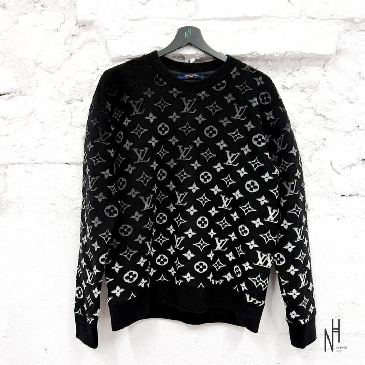 Louis Vuitton Monogram Jacquard Crewneck Sweater Black White