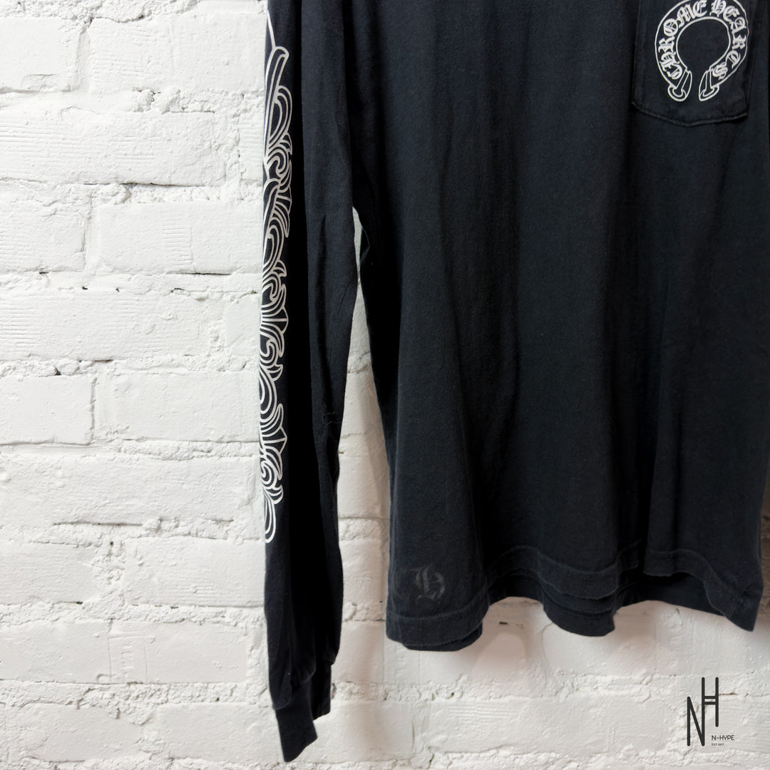 Chrome Hearts Horseshoe Floral Long Sleeve Black