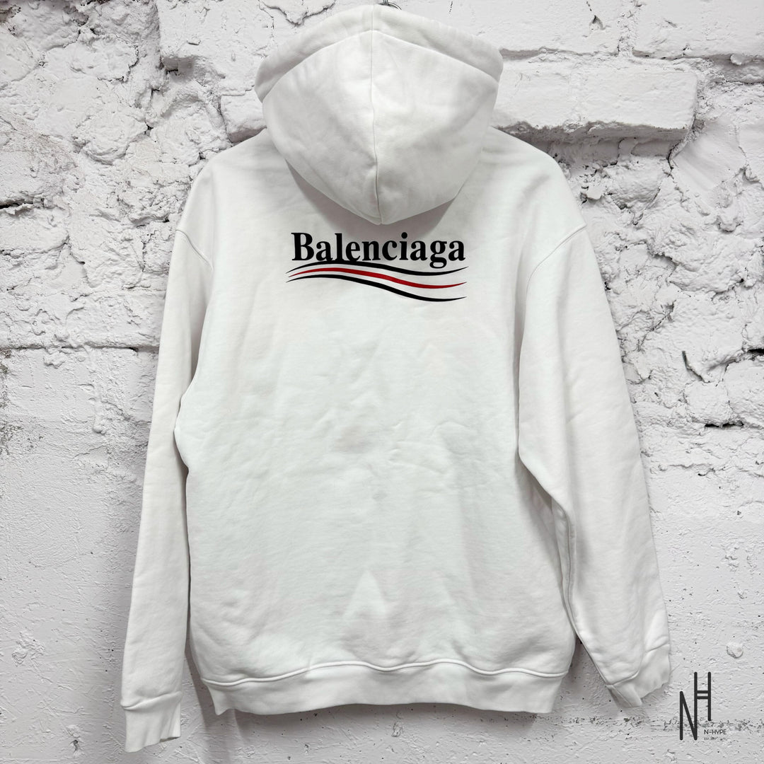 Balenciaga Campaign Logo Hoodie White
