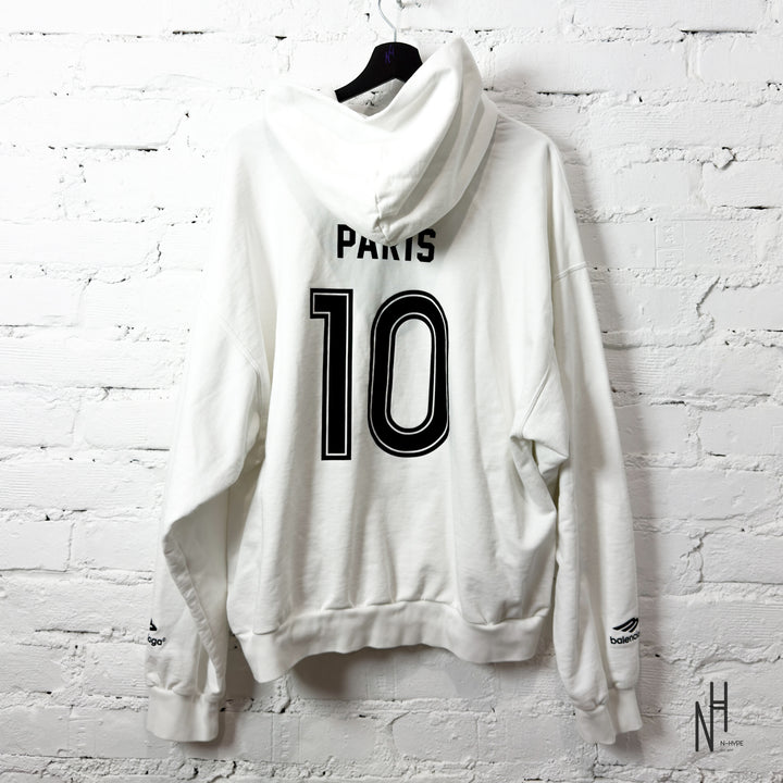 Balenciaga Paris 10 Zip Upp Hoodie White