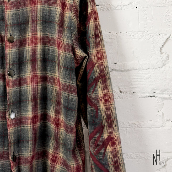 FVCKTHISBRAND PAINTED FLANEL SHIRT BURGUNDY