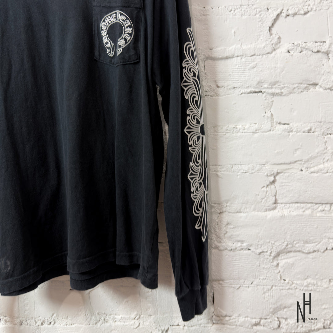 Chrome Hearts Horseshoe Floral Long Sleeve Black