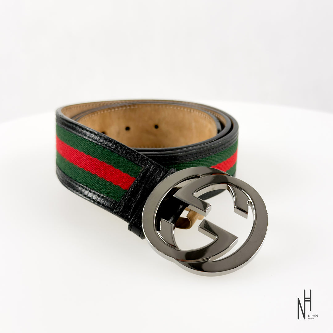 Gucci Web Leather Belt