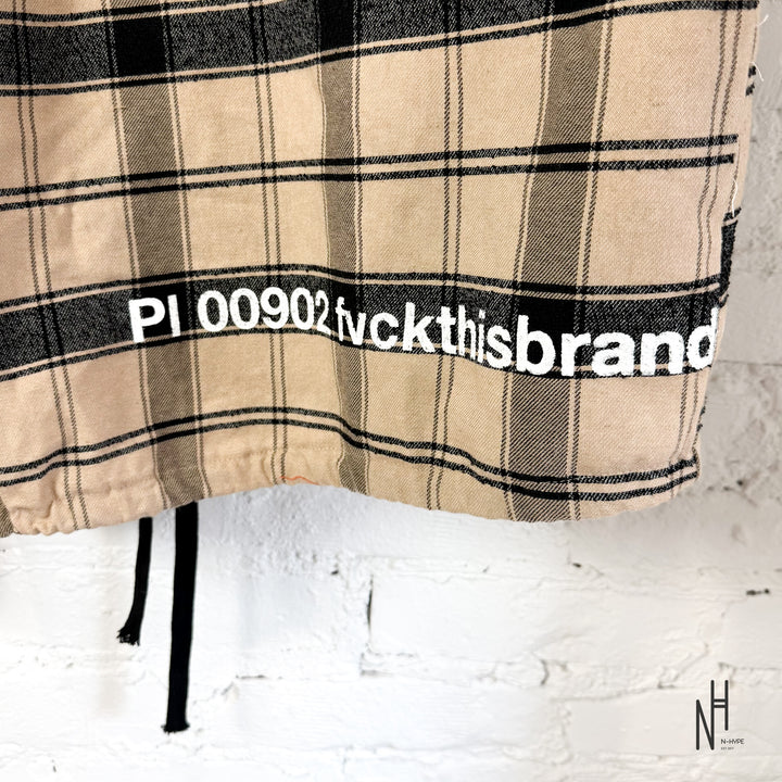 FVCKTHISBRAND FLANEL HOODIE BEIGE