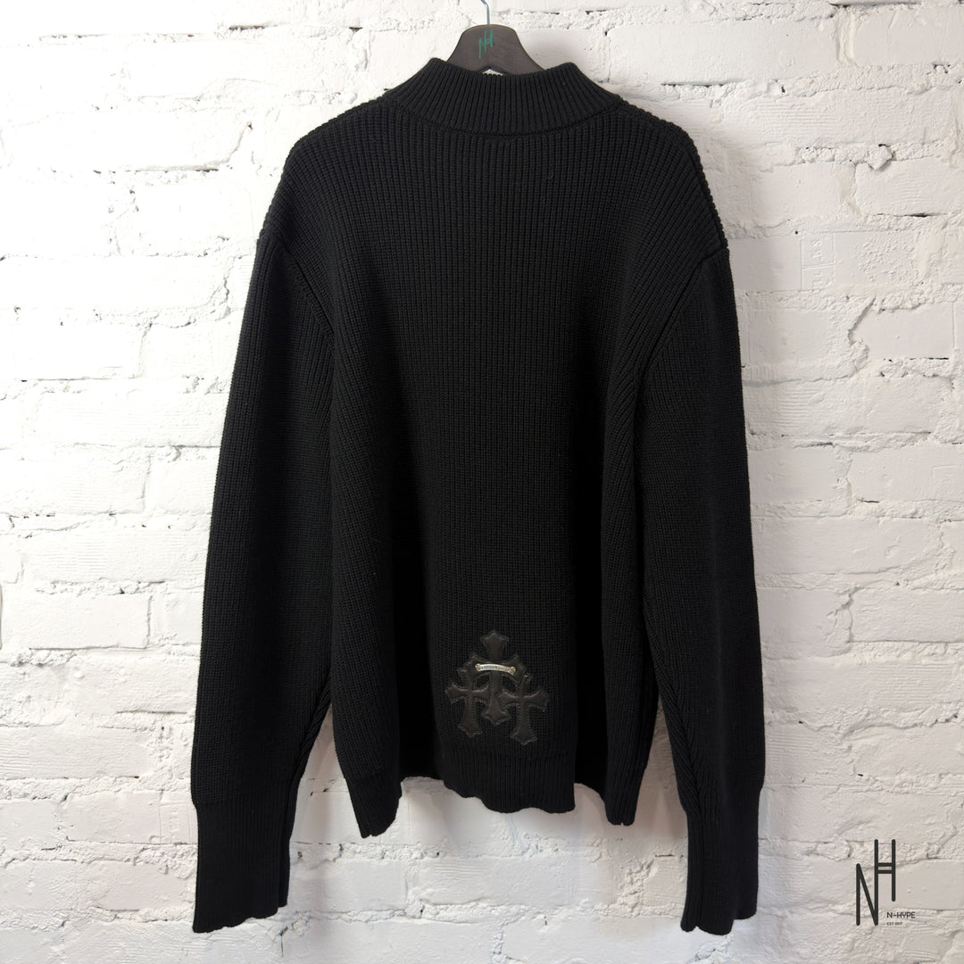 Chrome Hearts Triple Cross Patch Quarter Zip Knit Sweater Black