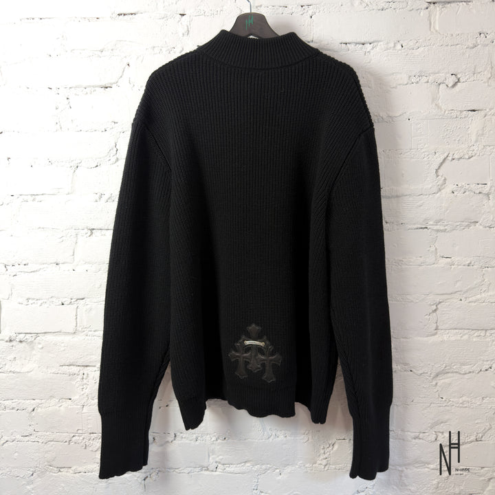 Chrome Hearts Triple Cross Patch Quarter Zip Knit Sweater Black