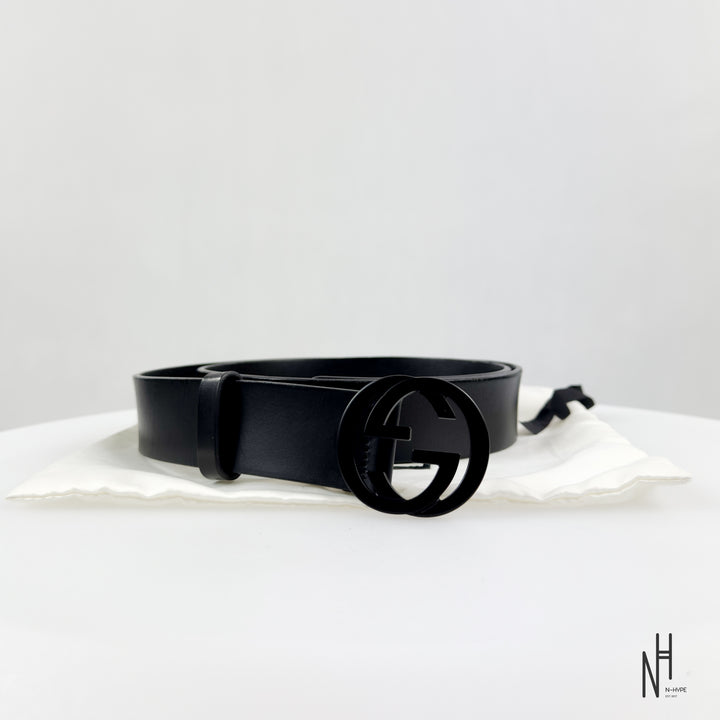 Gucci Matte Black Buckle Belt