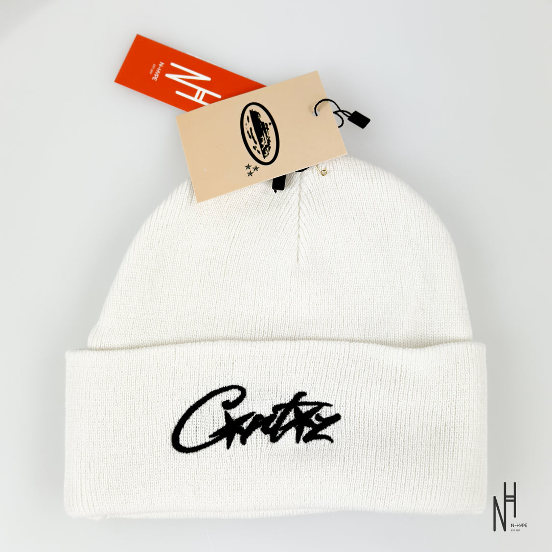 Corteiz Allstarz Folded Beanie White