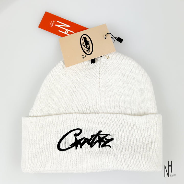 Corteiz Allstarz Folded Beanie White