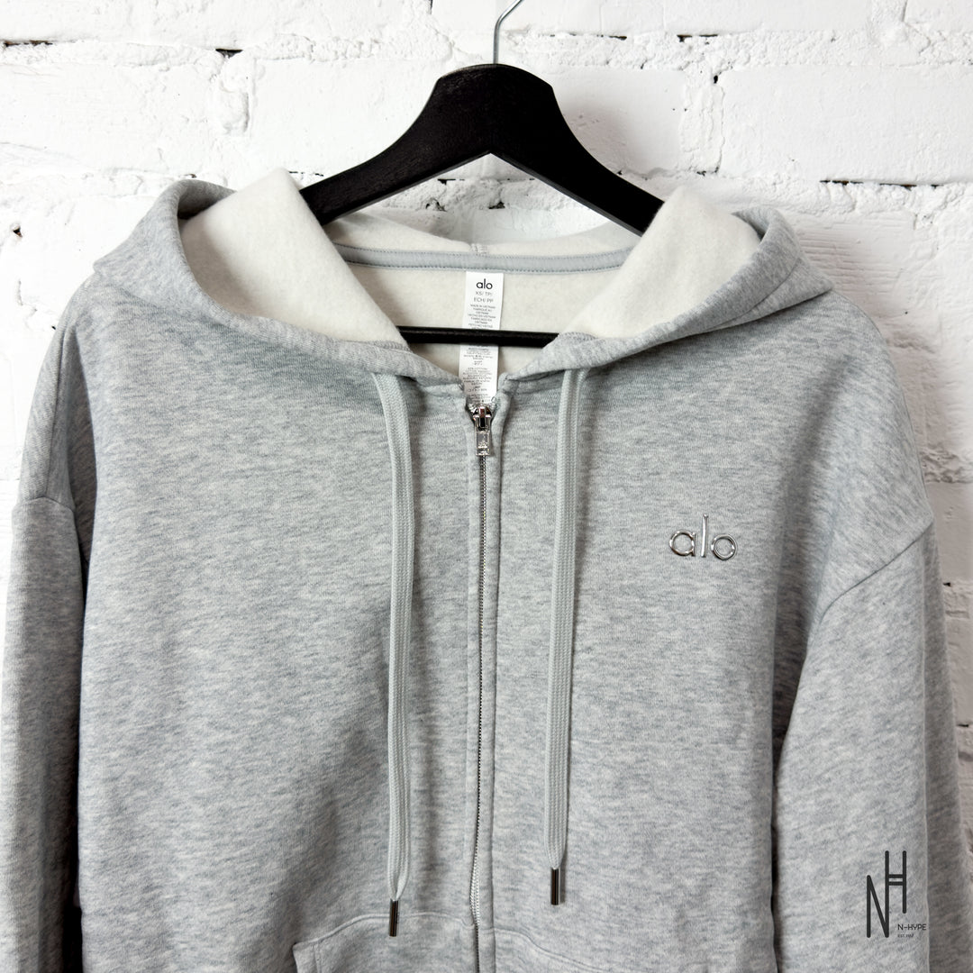 Alo Yoga Accolade Full Zip Hoodie Grey