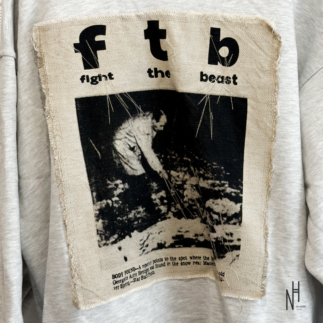 FVCKTHISBRAND FIGHT THE BEAST LOOSE FIT HOODIE GREY