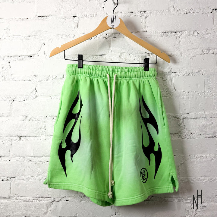 Hellstar Flame Shorts Neon Green