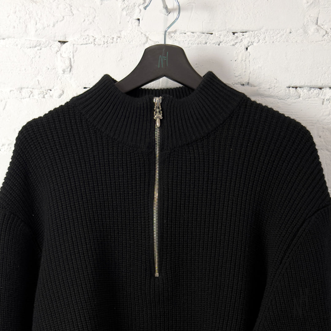 Chrome Hearts Triple Cross Patch Quarter Zip Knit Sweater Black