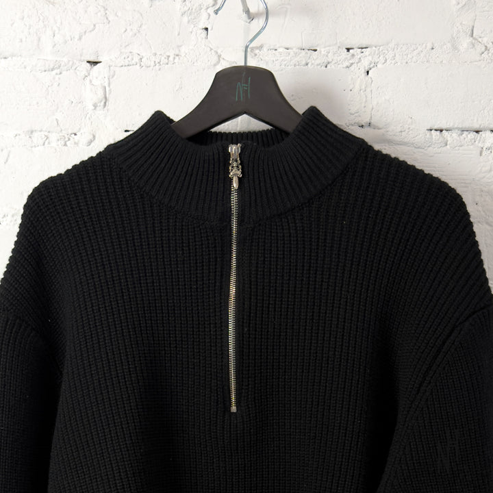 Chrome Hearts Triple Cross Patch Quarter Zip Knit Sweater Black