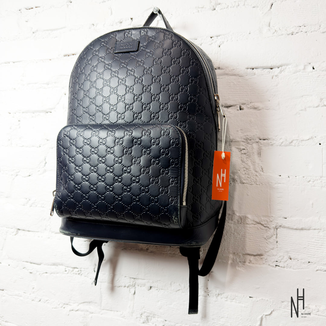 Gucci Monogram Leather Backpack - Black