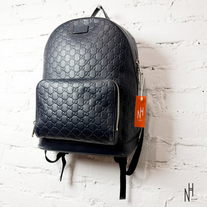 Gucci Monogram Leather Backpack - Black