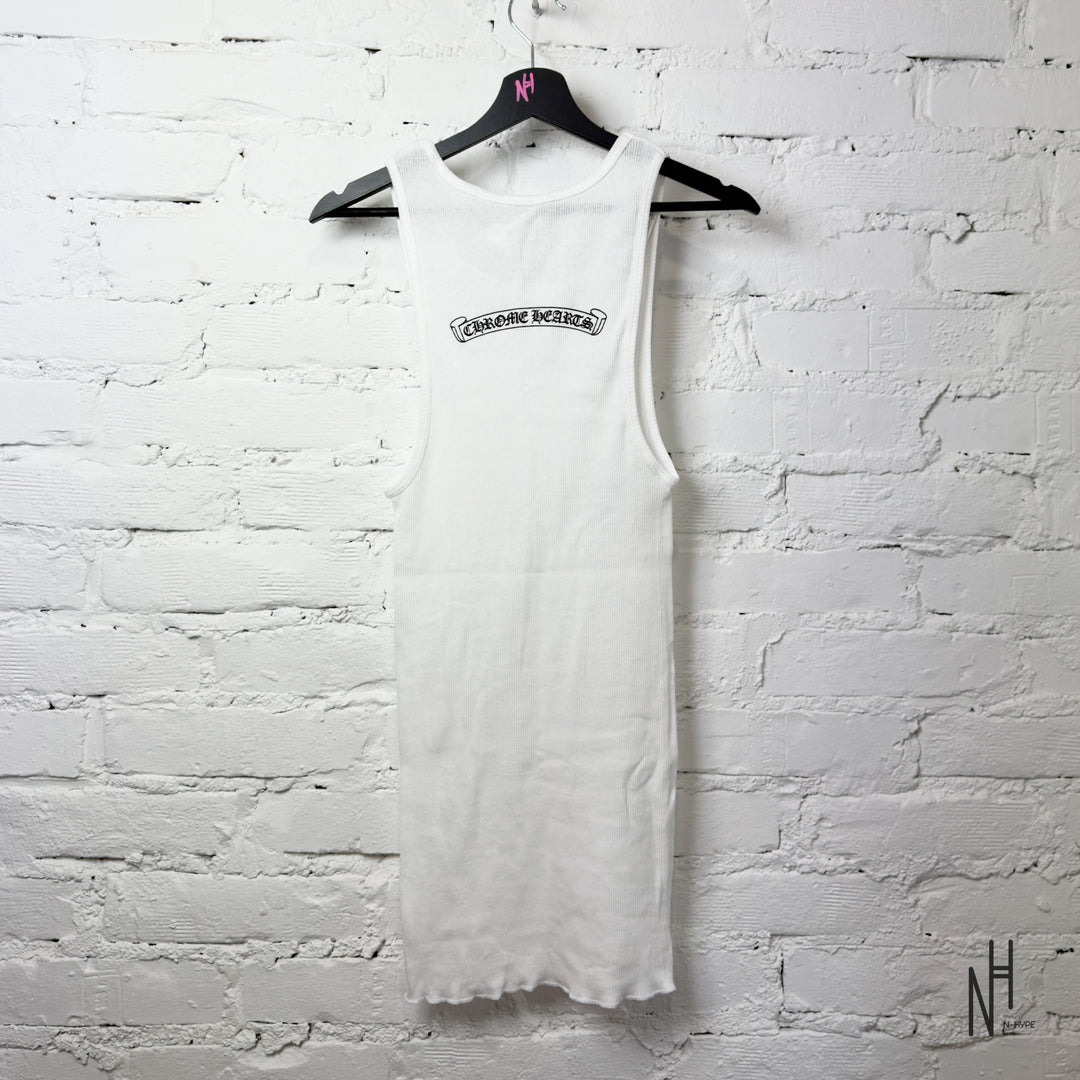Chrome Hearts Scroll Logo Rib Tank White