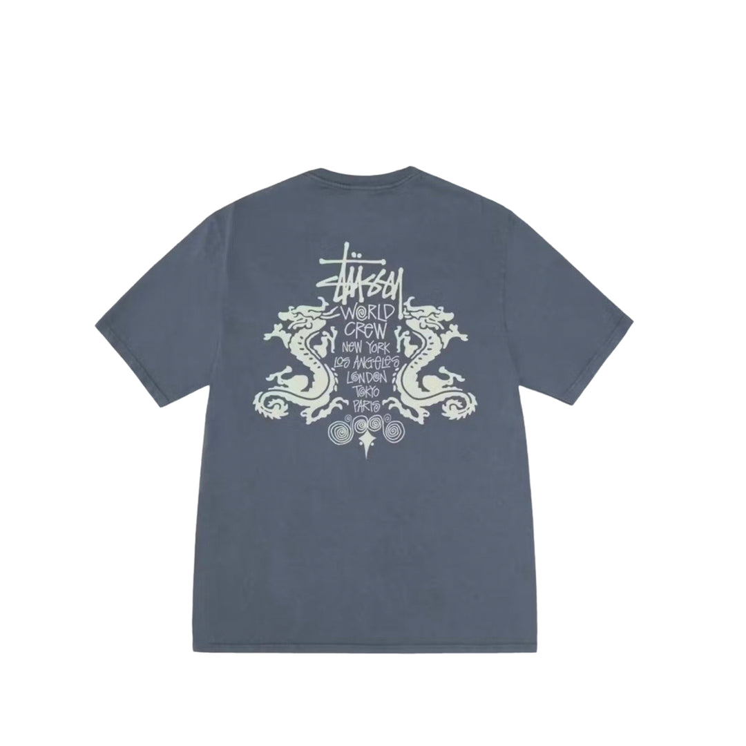 Stussy Double Dragon Pigment Dyed Tee Navy