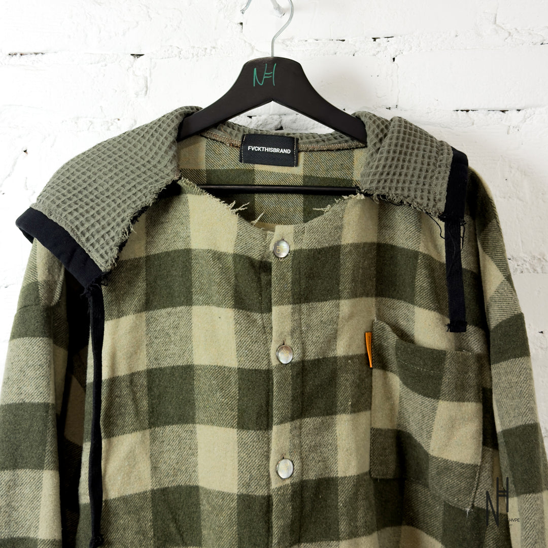 FVCKTHISBRAND FLANEL HOODIE KHAKI