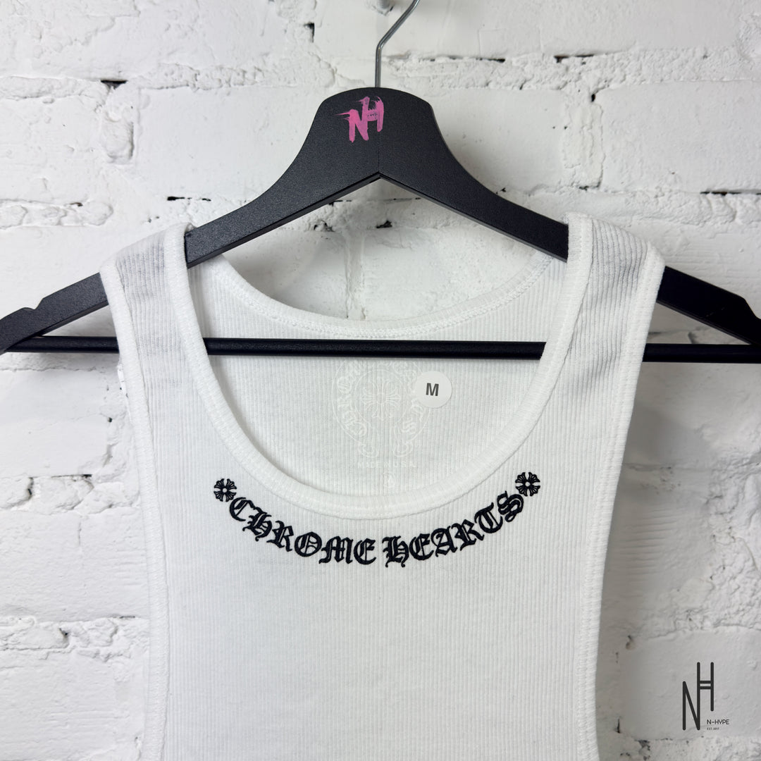 Chrome Hearts Scroll Logo Rib Tank White