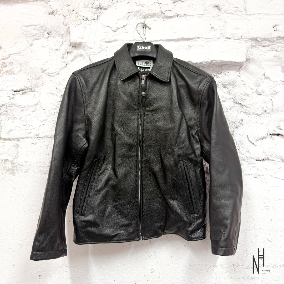 Supreme MM6 Maison Margiela Schott Eagle Leather Jacket Black