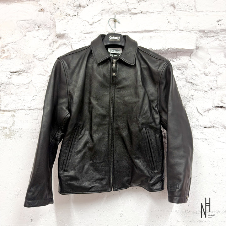 Supreme MM6 Maison Margiela Schott Eagle Leather Jacket Black