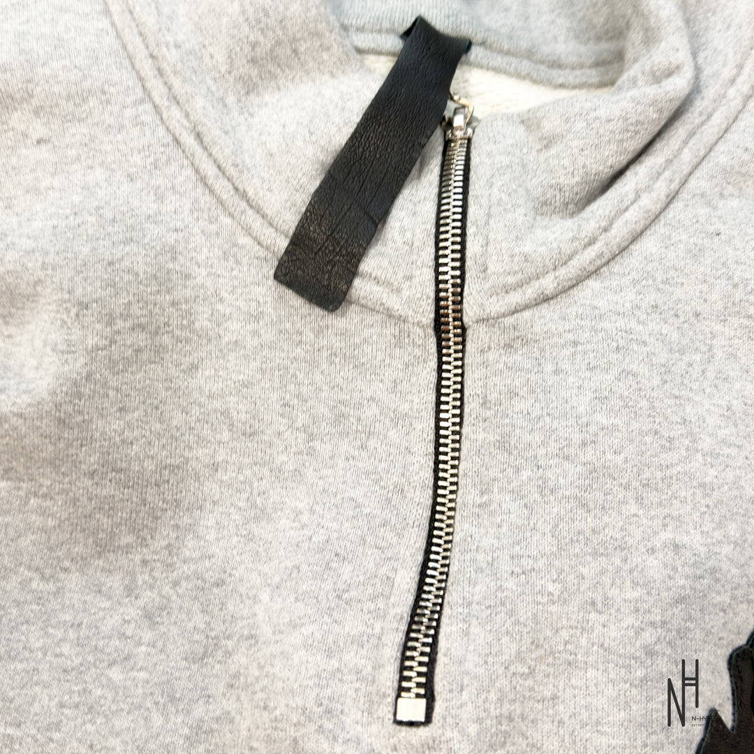 Chrome Hearts Multi Cross Patch Quarter Zip Sweatshirt Heather Grey