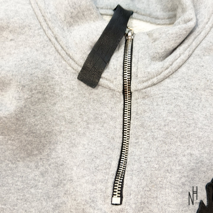 Chrome Hearts Multi Cross Patch Quarter Zip Sweatshirt Heather Grey