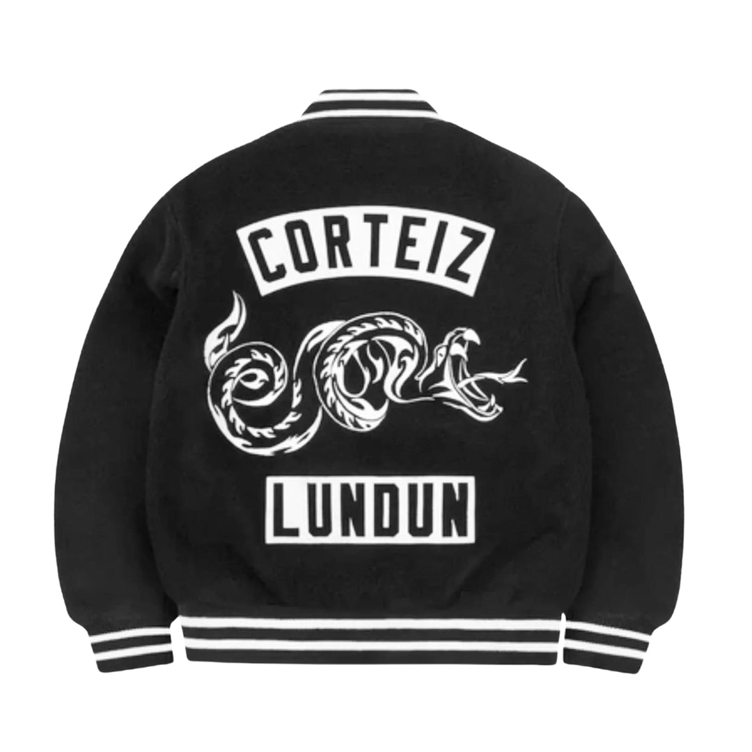 Corteiz Casentino Wool Varsity Jacket Black