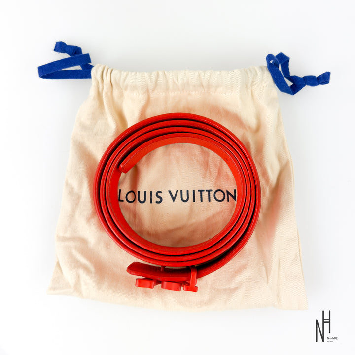Louis Vuitton Initials 40MM Shape Leather Belt Red