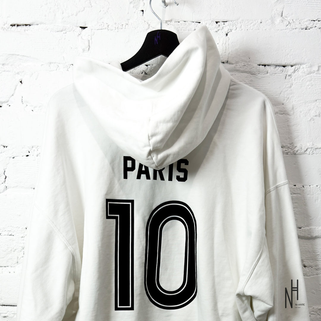 Balenciaga Paris 10 Zip Upp Hoodie White