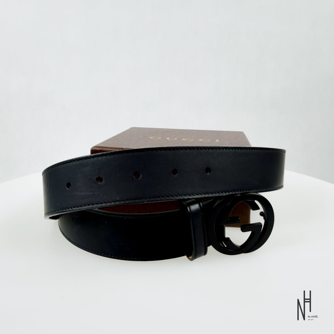 Gucci Leather Belt with Double G Buckle Black