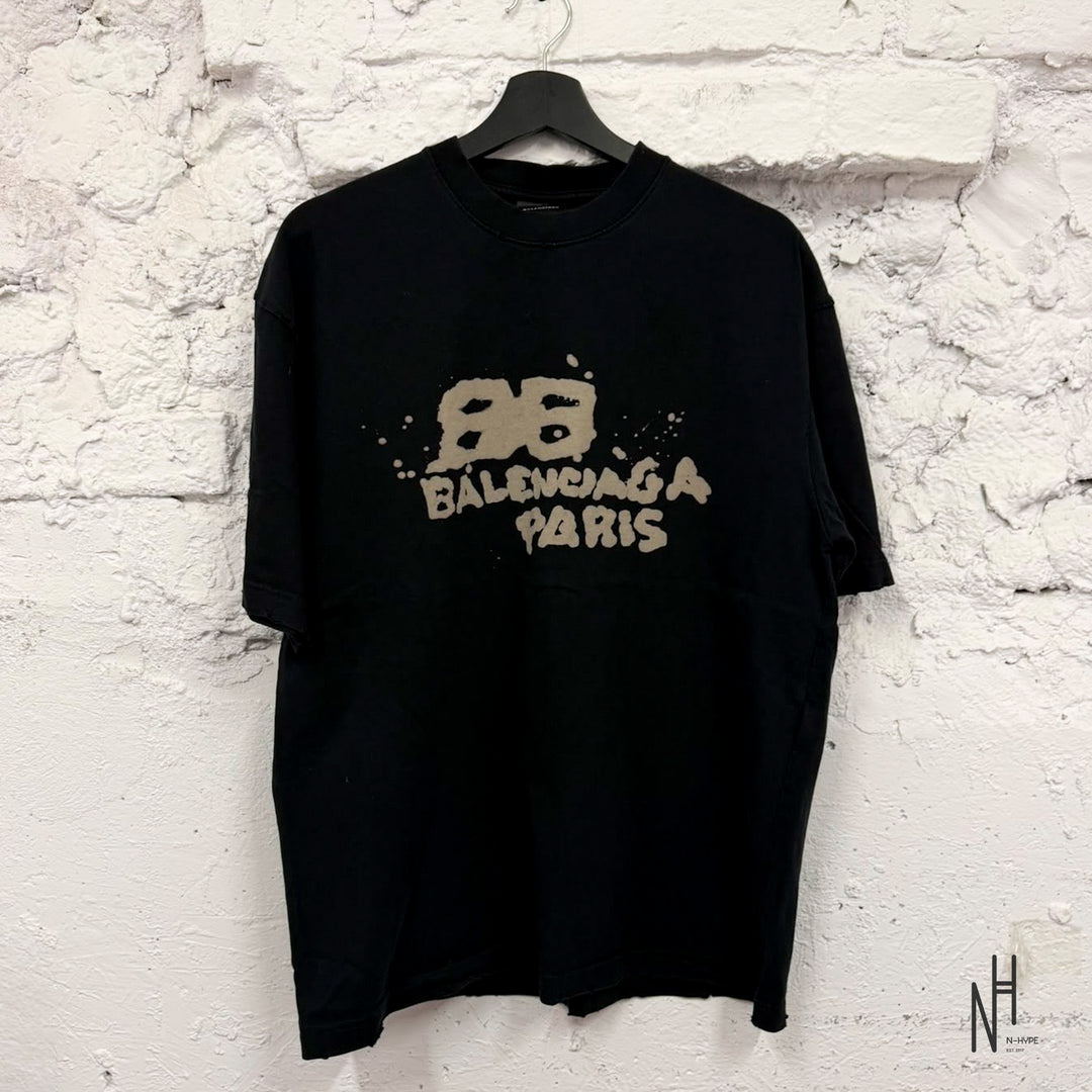 Balenciaga BB Spray Paris Logo T-Shirt Black