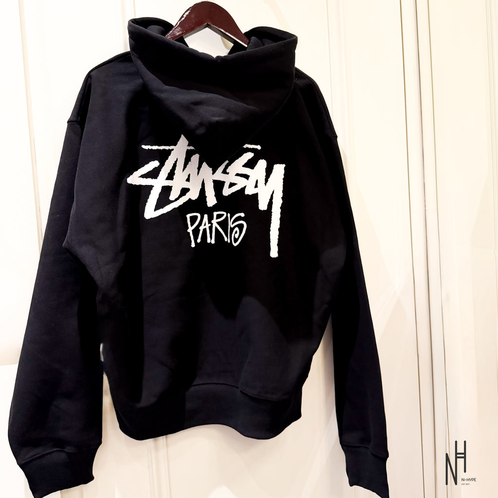 Stüssy Paris Zip Hoodie Black | N-Hype Stüssy Paris Zip Hoodie Black | N-Hype