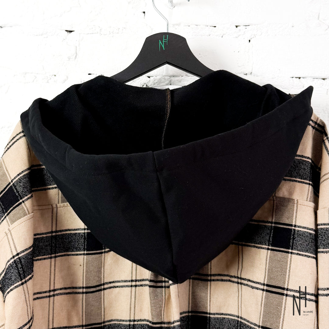 FVCKTHISBRAND FLANEL HOODIE BEIGE