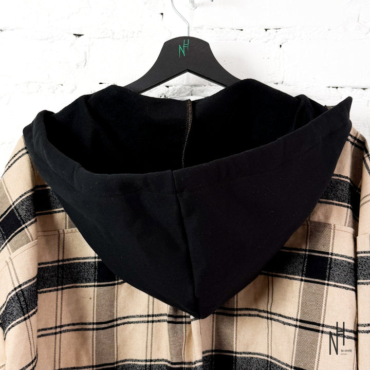 FVCKTHISBRAND FLANEL HOODIE BEIGE