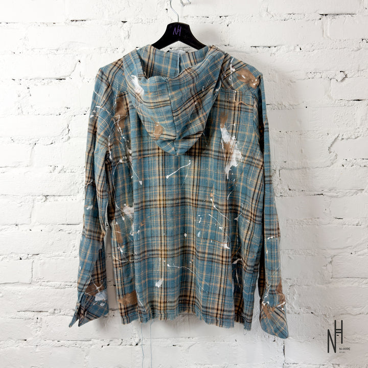 FVCKTHISBRAND PAINTED FLANEL SHIRT BLUE