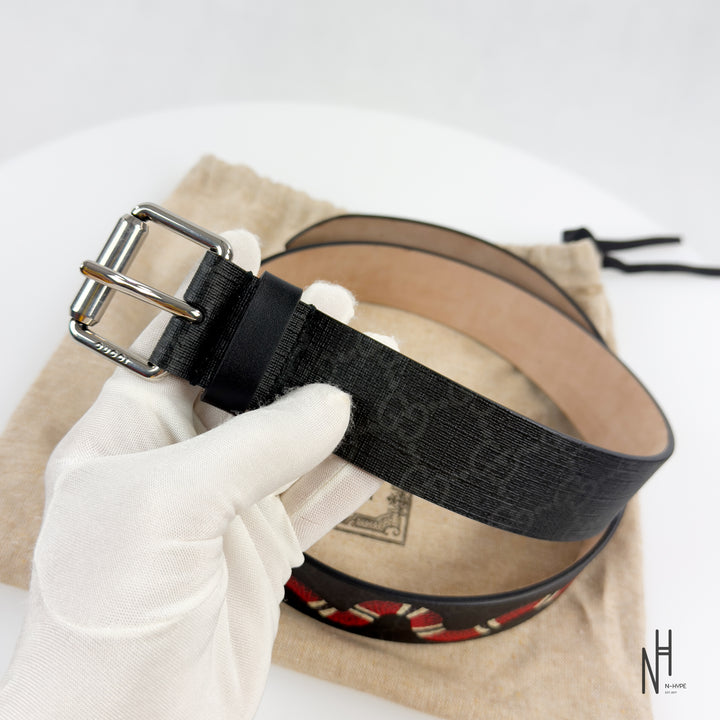 Gucci Kingsnake Monogram Belt Black / Red