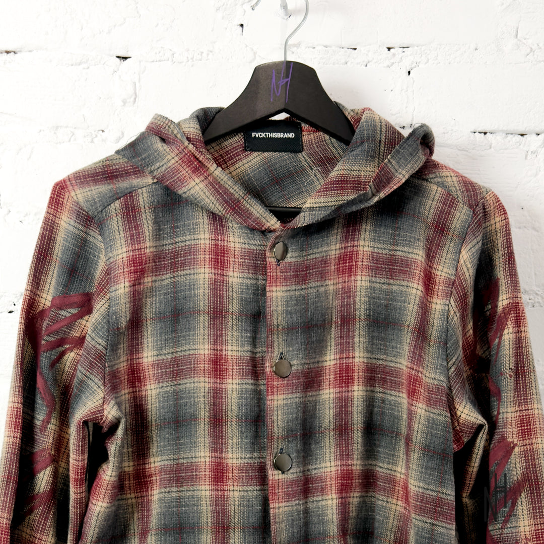 FVCKTHISBRAND PAINTED FLANEL SHIRT BURGUNDY