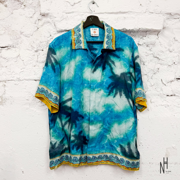 Casablanca Palm Tree Mosaic Shirt Blue