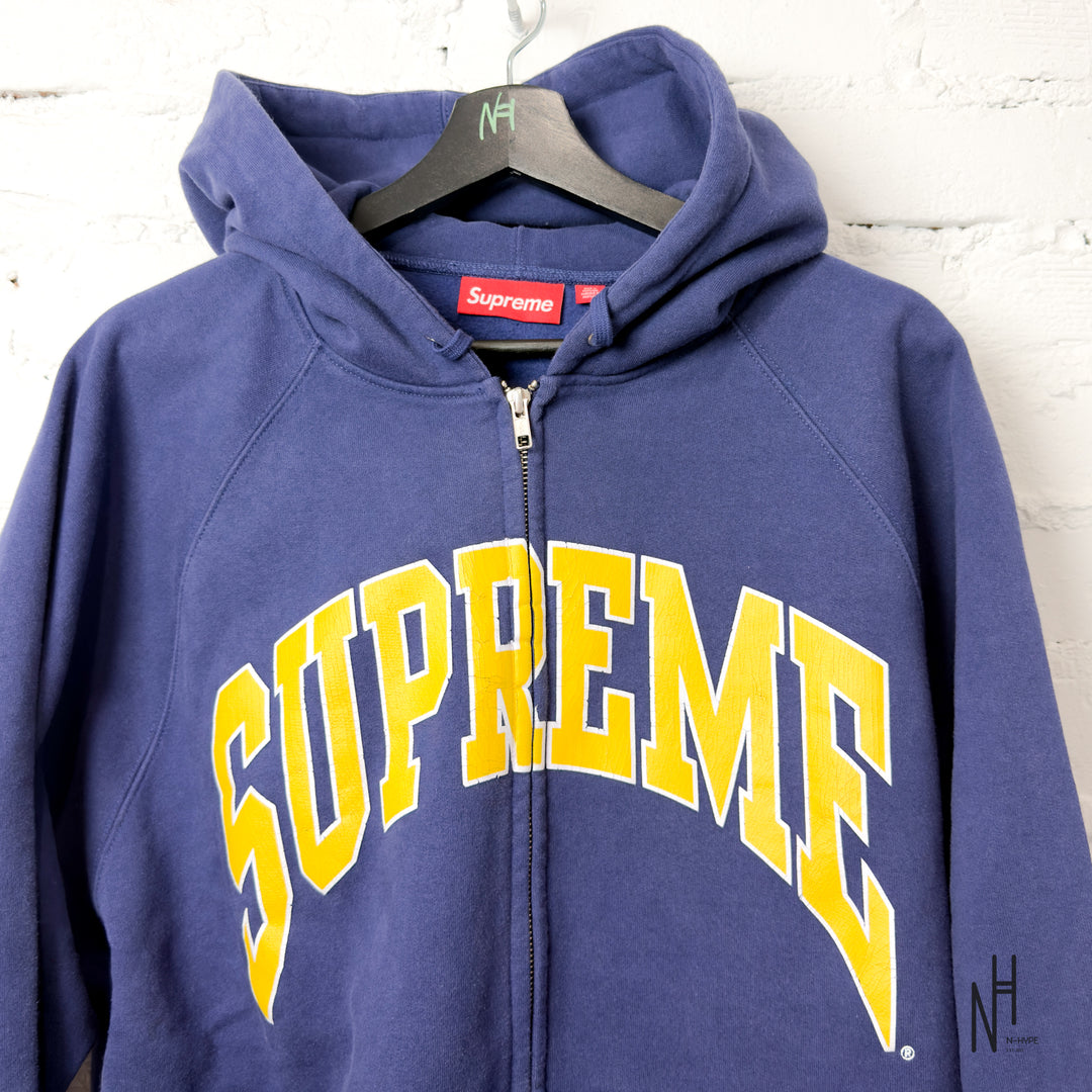 Supreme Cracked Raglan Zip Up Hooded Sweatshirt Washed Navy