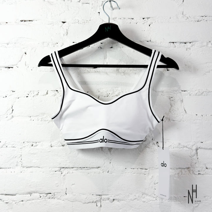 Alo Yoga Airbrush Heart Throb Bra White Black
