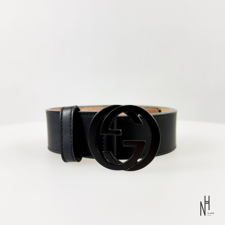 Gucci Leather Belt with Double G Buckle Black
