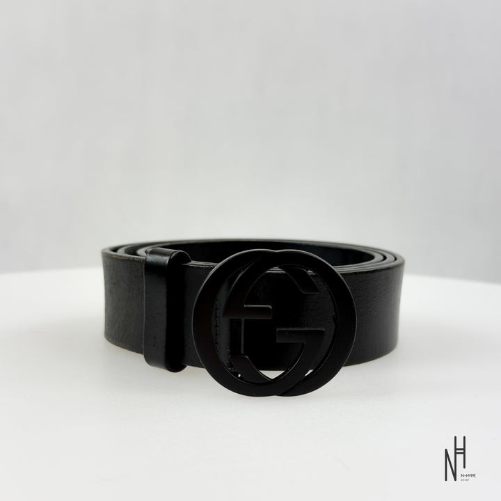 Gucci Matte GG Black Buckle Belt