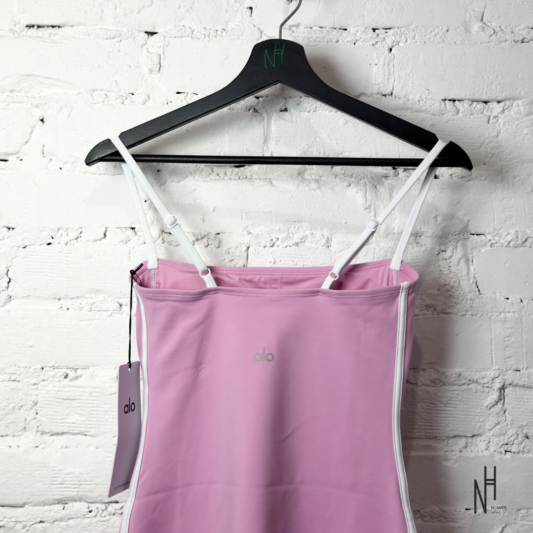 Alo Yoga Airbrush Streamlined Dress Candy Heart Pink White
