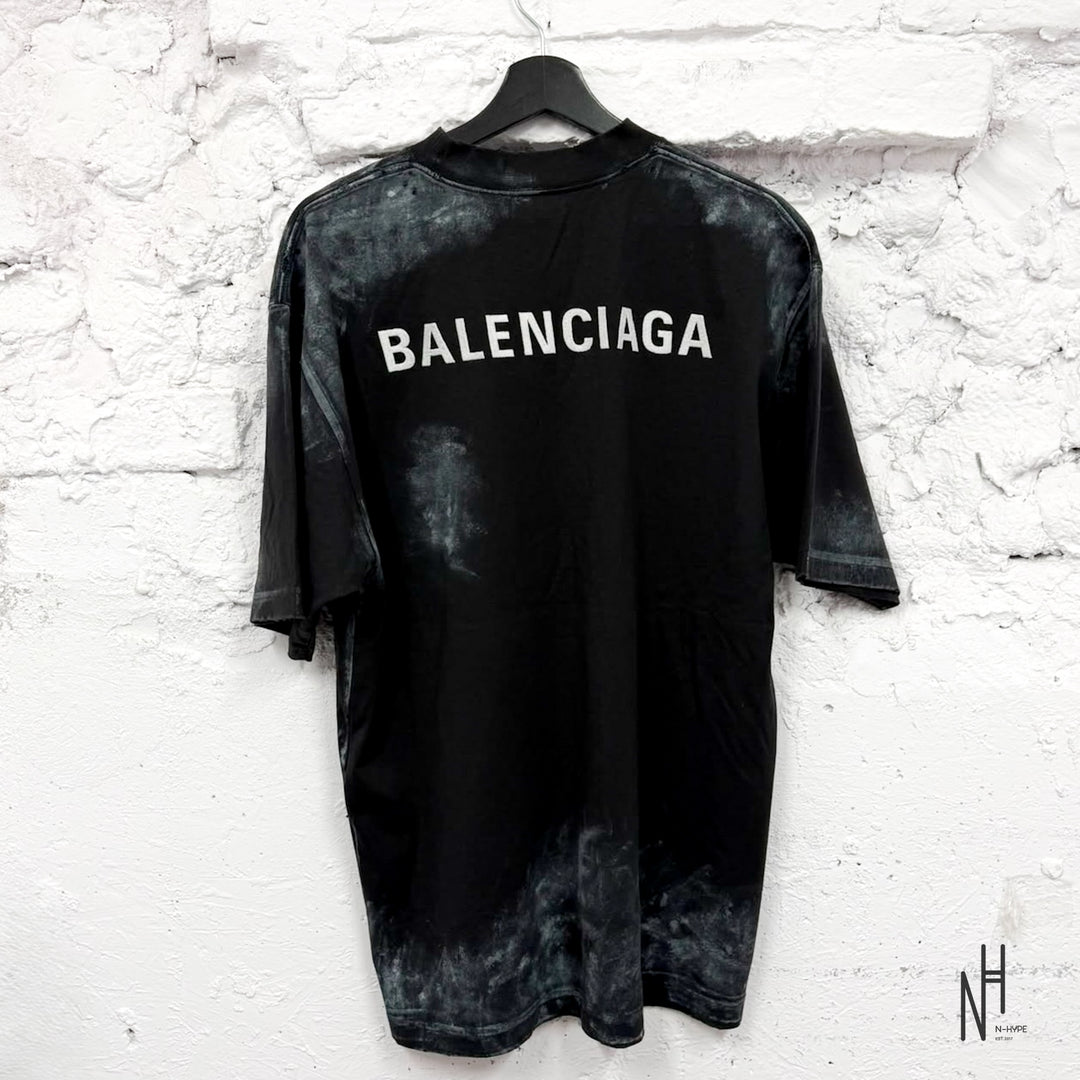 Balenciaga Dirty Wash Back Logo T-Shirt Black