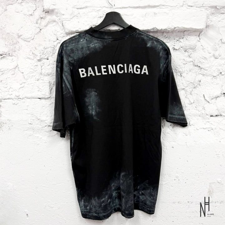 Balenciaga Dirty Wash Back Logo T-Shirt Black