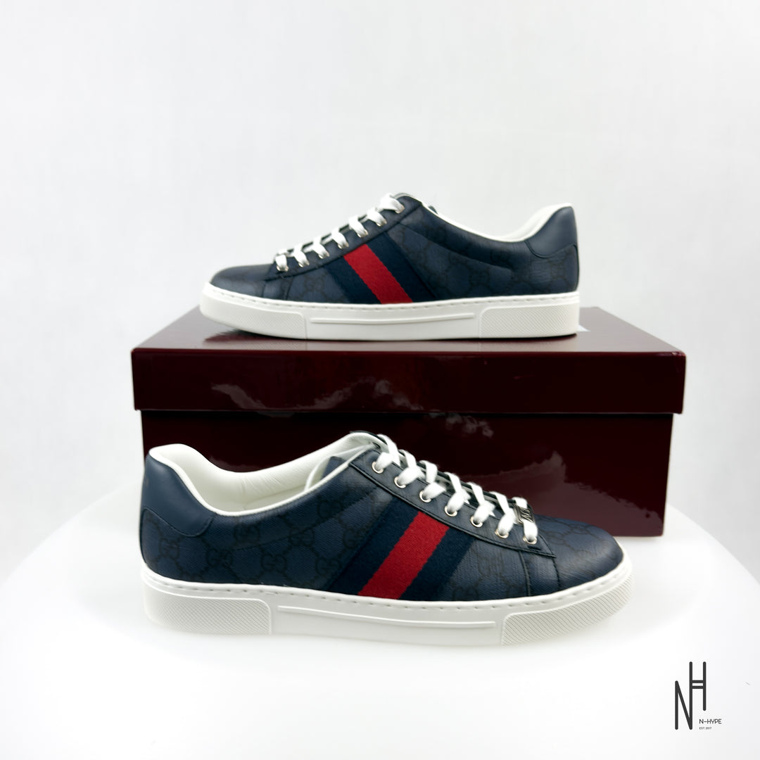 Gucci Ace Web GG Supreme Canvas Navy